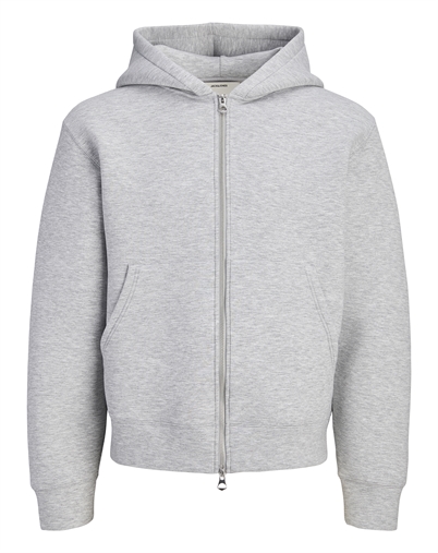 Jack & Jones - JCOLegacy Sweat Scuba Zip Hættetrøje - Light Grey Melange